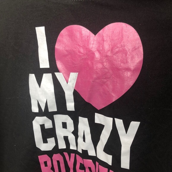 “I ❤️ My Crazy Boyfriend” Black Crop Top - Picture 3 of 5